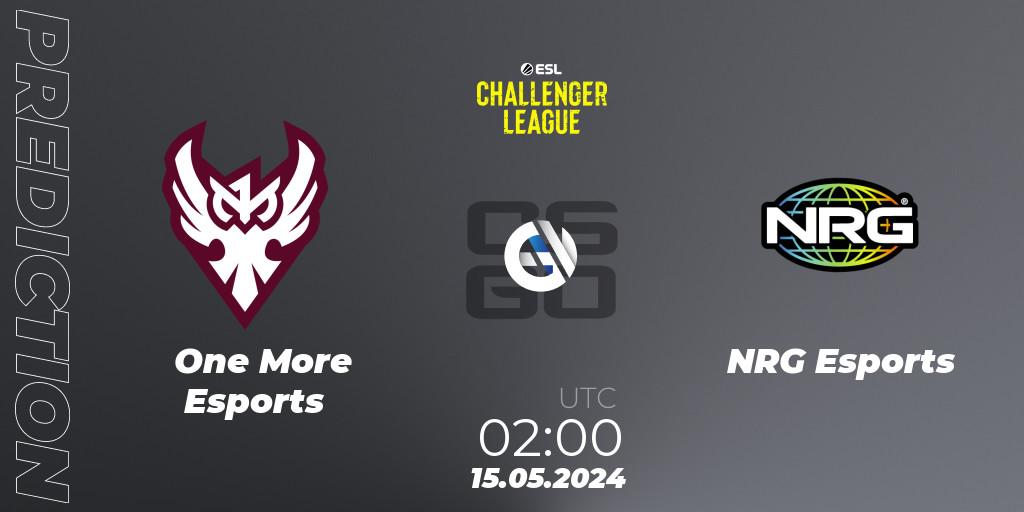Prognoza One More Esports - NRG Esports. 15.05.2024 at 02:00, Counter-Strike (CS2), ESL Challenger League Season 47: North America