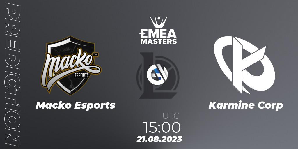 Prognoza Macko Esports - Karmine Corp. 21.08.2023 at 15:00, LoL, EMEA Masters Summer 2023
