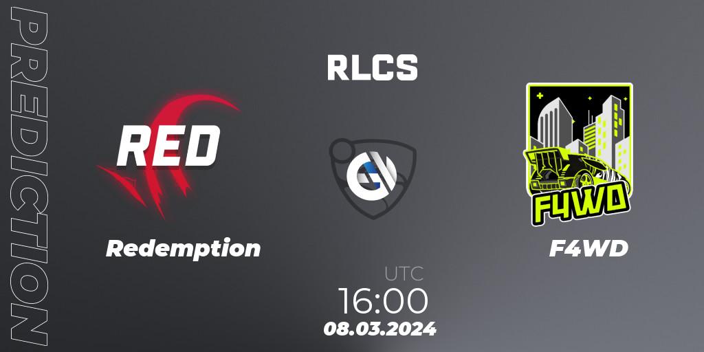 Prognoza Redemption - F4WD. 08.03.2024 at 16:00, Rocket League, RLCS 2024 - Major 1: Europe Open Qualifier 3