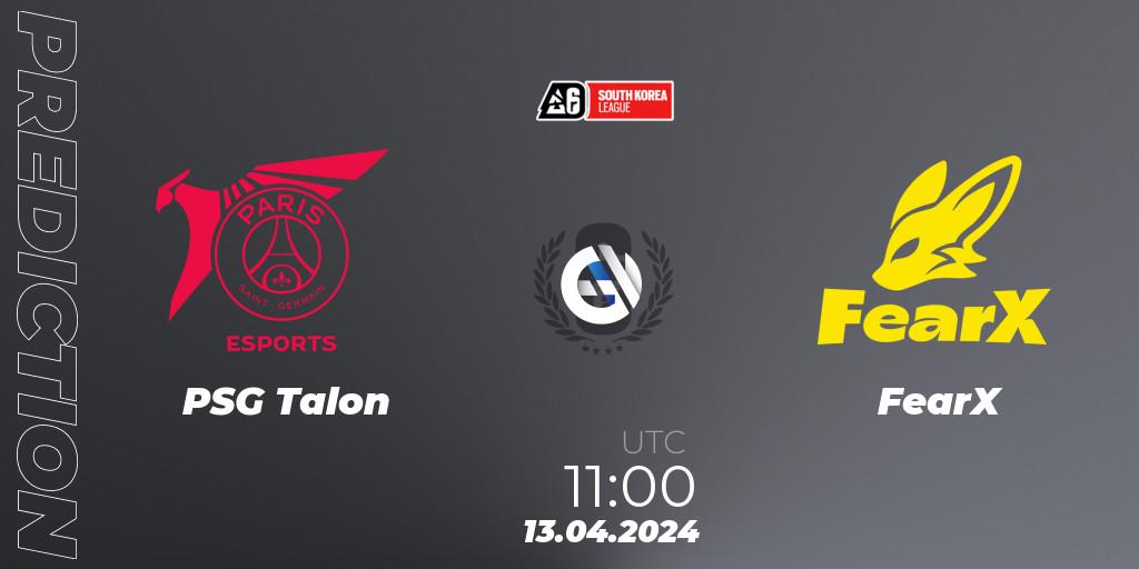 Prognoza PSG Talon - FearX. 13.04.2024 at 11:00, Rainbow Six, South Korea League 2024 - Stage 1