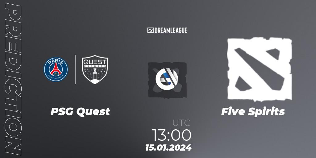Prognoza PSG Quest - Five Spirits. 15.01.2024 at 13:45, Dota 2, DreamLeague Season 22: MENA Closed Qualifier