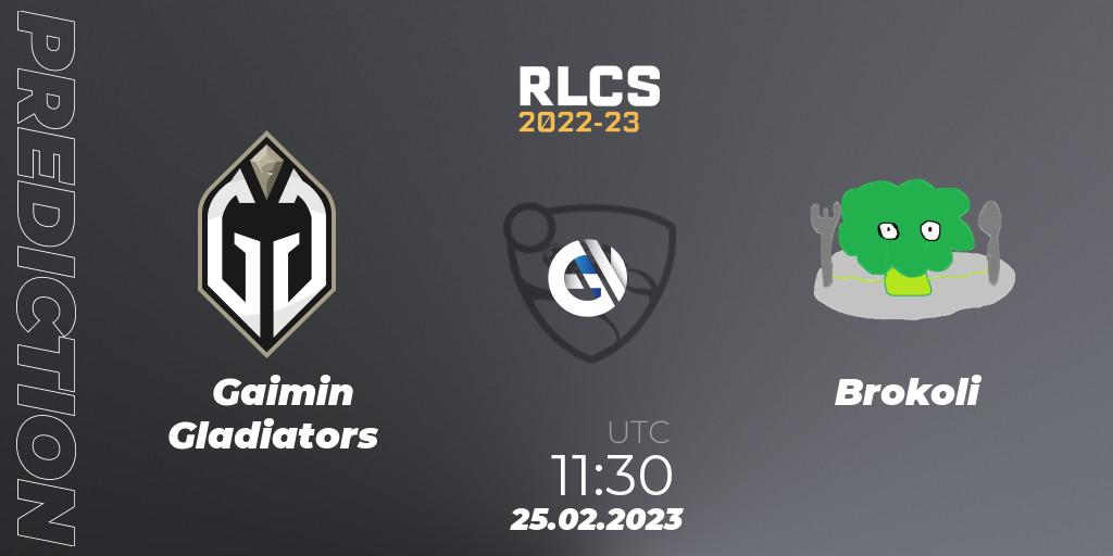 Prognoza Gaimin Gladiators - Brokoli. 25.02.2023 at 11:30, Rocket League, RLCS 2022-23 - Winter: Asia-Pacific Regional 3 - Winter Invitational