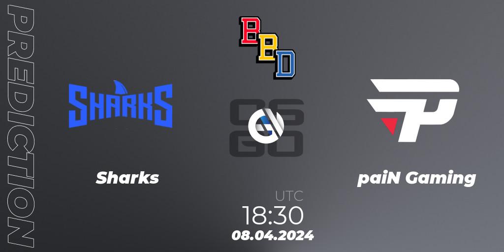 Prognoza Sharks - paiN Gaming. 08.04.24, CS2 (CS:GO), BetBoom Dacha Belgrade 2024: South American Qualifier