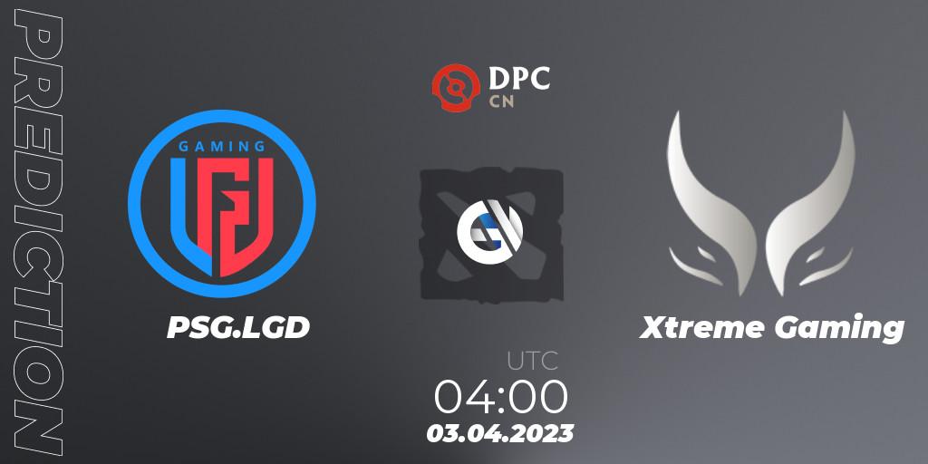 Prognoza PSG.LGD - Xtreme Gaming. 03.04.2023 at 04:02, Dota 2, DPC 2023 Tour 2: China Division I (Upper)