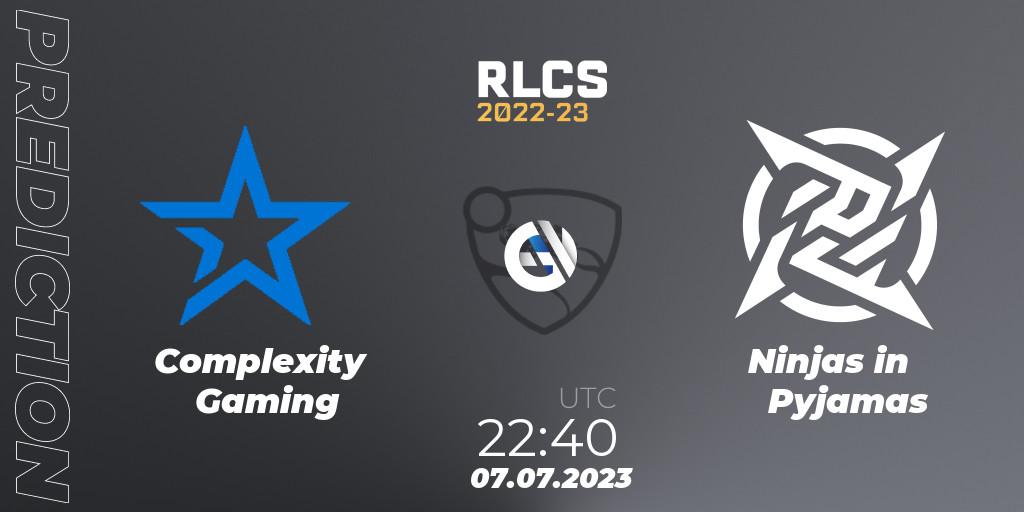 Prognoza Complexity Gaming - Ninjas in Pyjamas. 07.07.2023 at 23:00, Rocket League, RLCS 2022-23 Spring Major
