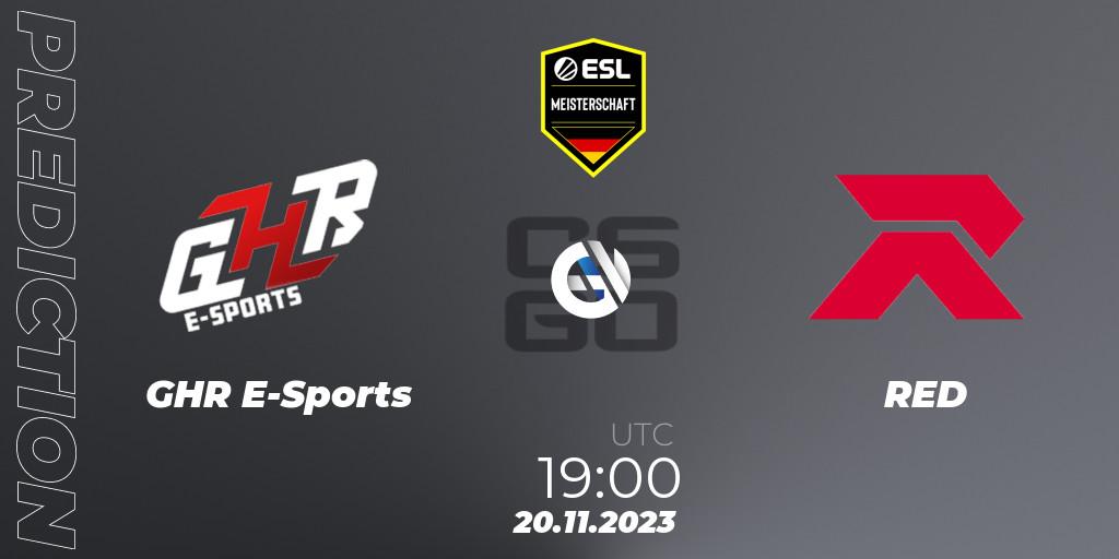 Prognoza GHR E-Sports - RED. 20.11.23, CS2 (CS:GO), ESL Meisterschaft: Autumn 2023