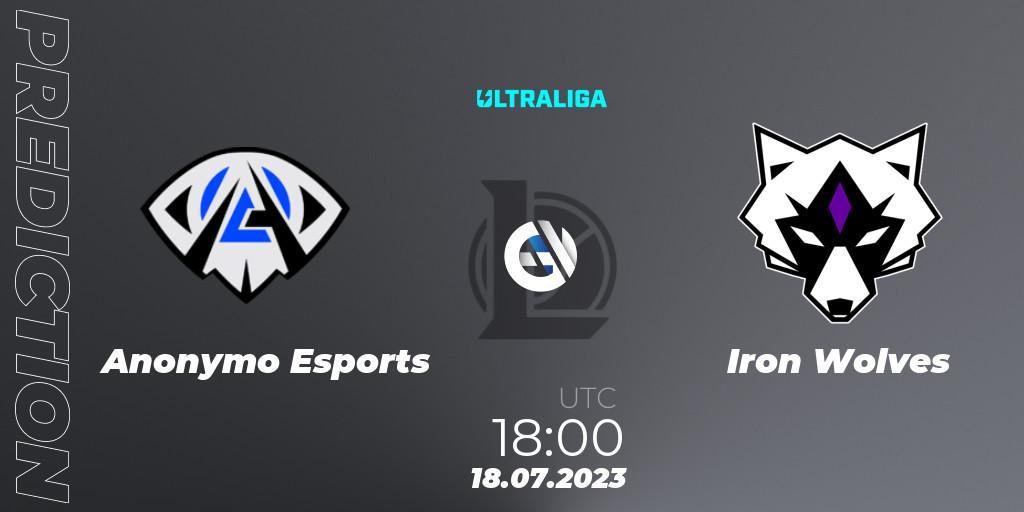 Prognoza Anonymo Esports - Iron Wolves. 18.07.2023 at 18:00, LoL, Ultraliga Season 10 2023 Regular Season