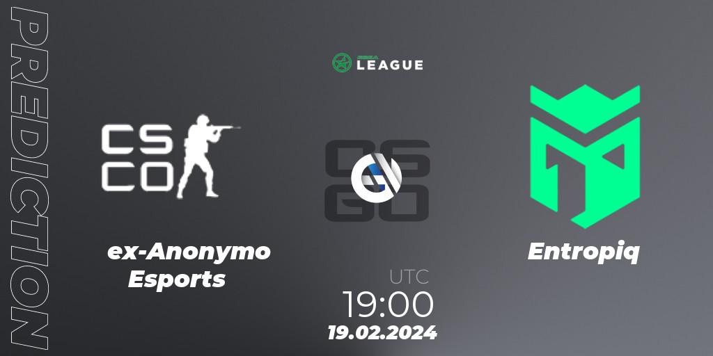 Prognoza ex-Anonymo Esports - Entropiq. 19.02.2024 at 19:00, Counter-Strike (CS2), ESEA Season 48: Advanced Division - Europe