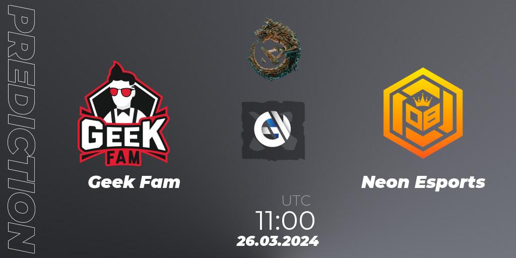 Prognoza Geek Fam - Neon Esports. 26.03.24, Dota 2, PGL Wallachia Season 1: Southeast Asia Closed Qualifier
