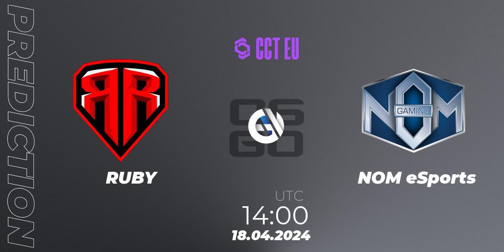 Prognoza RUBY - NOM eSports. 18.04.24, CS2 (CS:GO), CCT Season 2 Europe Series 1 Closed Qualifier