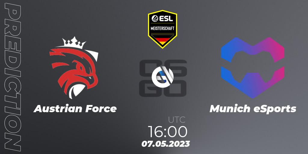 Prognoza Austrian Force - Munich eSports. 07.05.23, CS2 (CS:GO), ESL Meisterschaft: Spring 2023 - Division 2