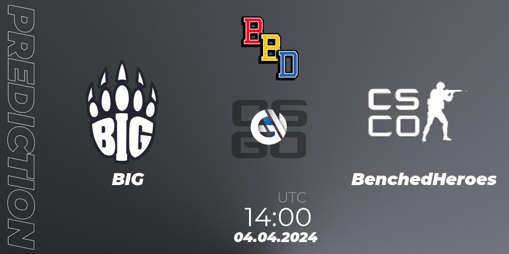 Prognoza BIG - BenchedHeroes. 04.04.24, CS2 (CS:GO), BetBoom Dacha Belgrade 2024: European Qualifier