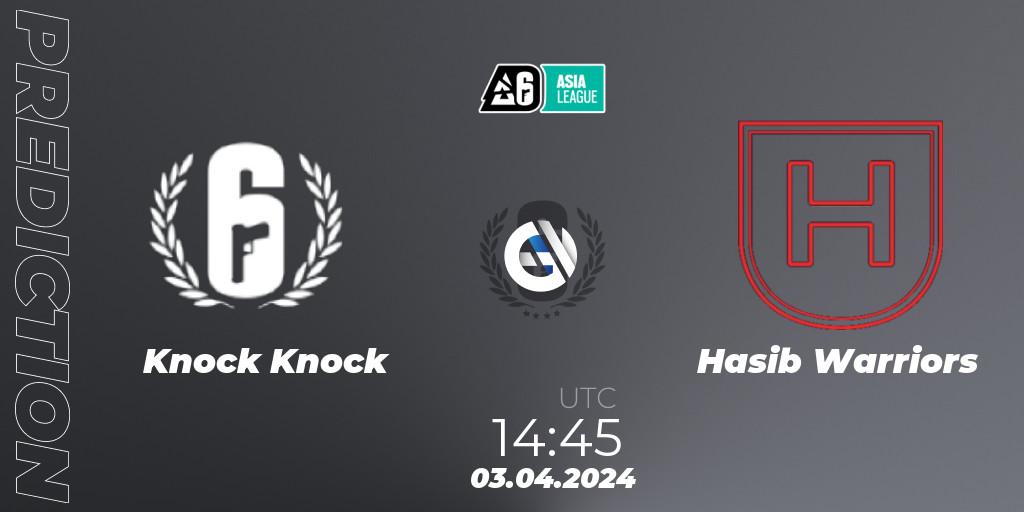 Prognoza Knock Knock - Hasib Warriors. 03.04.2024 at 14:45, Rainbow Six, Asia League 2024 - Stage 1