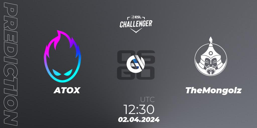 Prognoza ATOX - TheMongolz. 02.04.2024 at 12:30, Counter-Strike (CS2), ESL Challenger #57: Asian Closed Qualifier