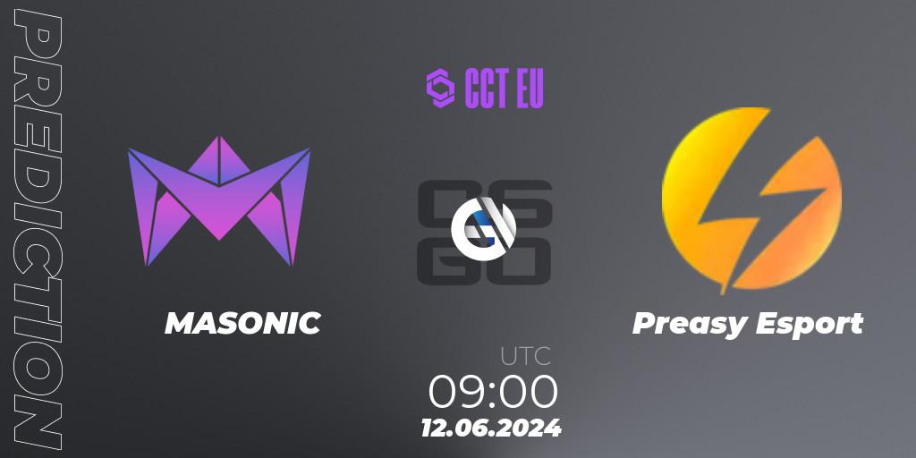 Prognoza MASONIC - Preasy Esport. 12.06.2024 at 09:00, Counter-Strike (CS2), CCT Season 2 European Series #6 Play-In