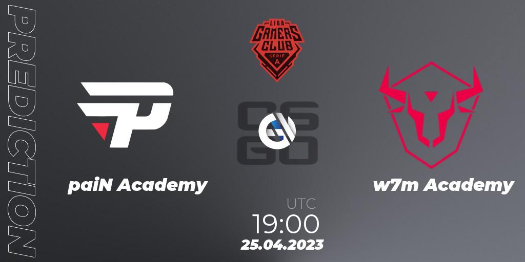 Prognoza paiN Academy - w7m Academy. 25.04.2023 at 19:00, Counter-Strike (CS2), Gamers Club Liga Série A: April 2023