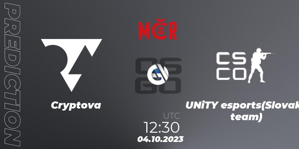 Prognoza Cryptova - UNITY Esports. 04.10.23, CS2 (CS:GO), Tipsport Cup Prague Fall 2023: Online Stage