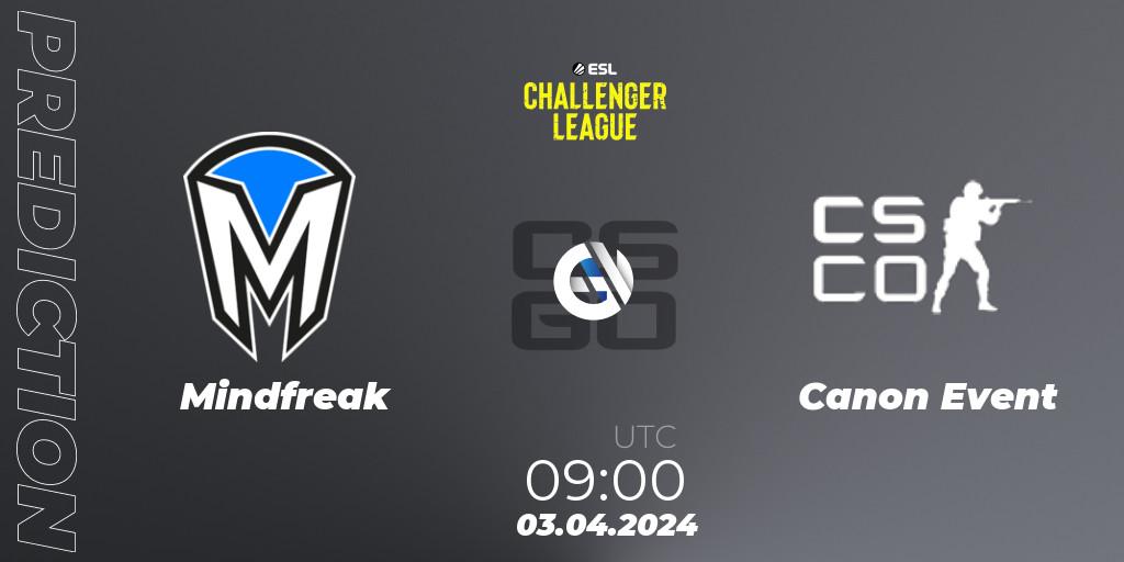 Prognoza Mindfreak - Canon Event. 03.04.2024 at 09:00, Counter-Strike (CS2), ESL Challenger League Season 47: Oceania