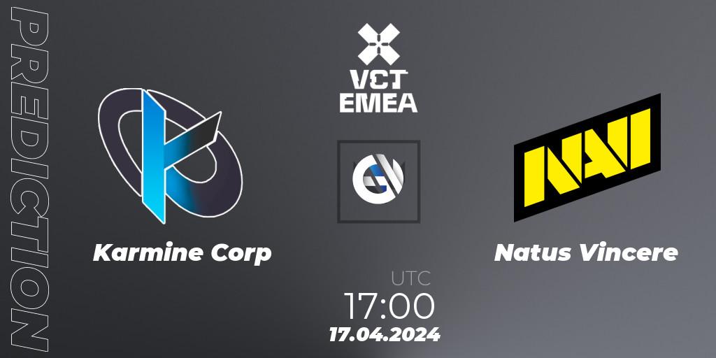 Prognoza Karmine Corp - Natus Vincere. 17.04.2024 at 17:00, VALORANT, VALORANT Champions Tour 2024: EMEA League - Stage 1 - Group Stage