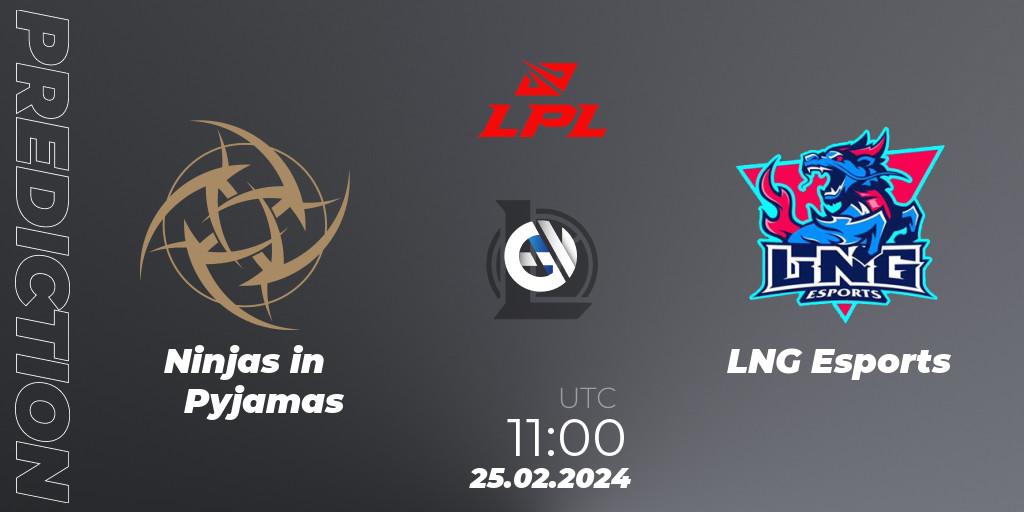 Prognoza Ninjas in Pyjamas - LNG Esports. 25.02.24, LoL, LPL Spring 2024 - Group Stage