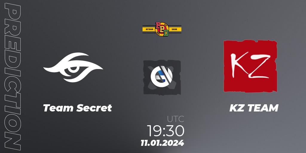 Prognoza Team Secret - KZ TEAM. 11.01.24, Dota 2, BetBoom Dacha Dubai 2024: WEU Closed Qualifier