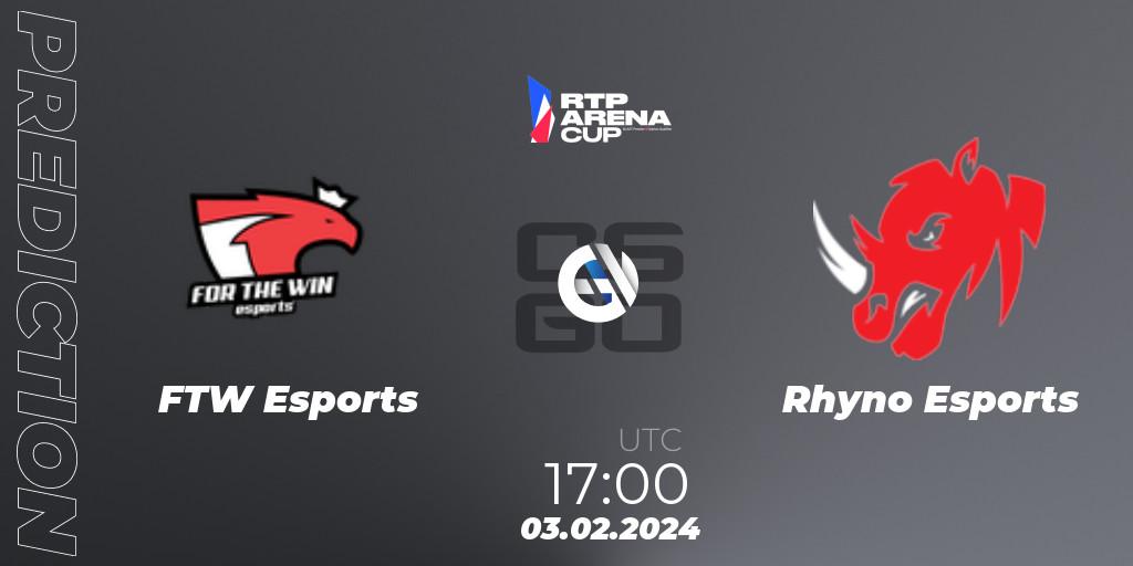 Prognoza FTW Esports - Rhyno Esports. 03.02.2024 at 17:30, Counter-Strike (CS2), RTP Arena Cup 2024