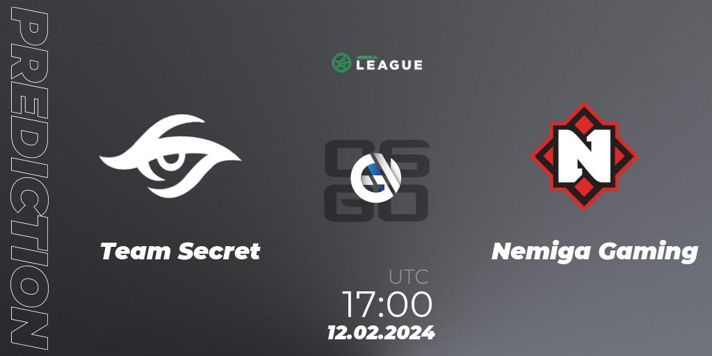 Prognoza Team Secret - Nemiga Gaming. 12.02.2024 at 17:00, Counter-Strike (CS2), ESEA Season 48: Advanced Division - Europe