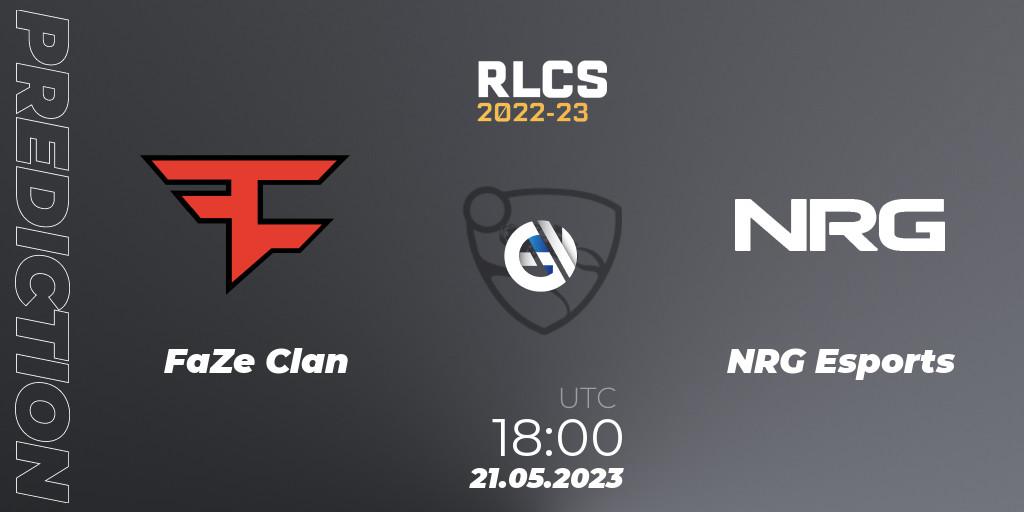 Prognoza FaZe Clan - NRG Esports. 21.05.2023 at 18:00, Rocket League, RLCS 2022-23 - Spring: North America Regional 2 - Spring Cup