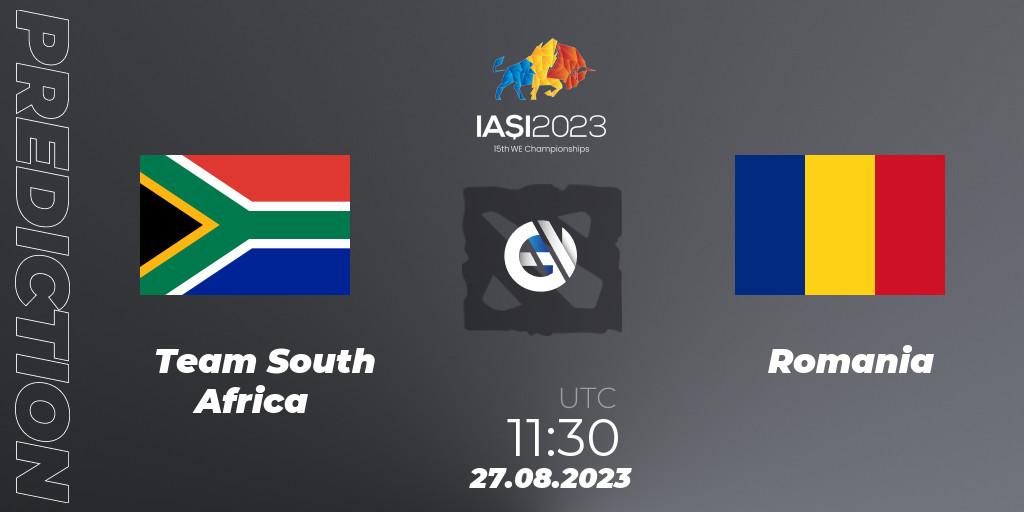 Prognoza Team South Africa - Romania. 27.08.2023 at 14:30, Dota 2, IESF World Championship 2023