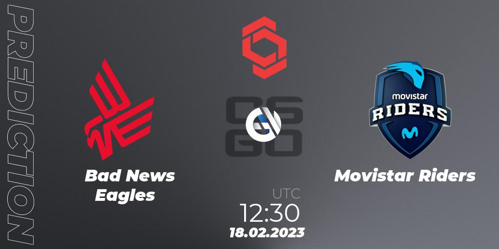 Prognoza Bad News Eagles - Movistar Riders. 18.02.2023 at 12:30, Counter-Strike (CS2), CCT Central Europe Series Finals #1