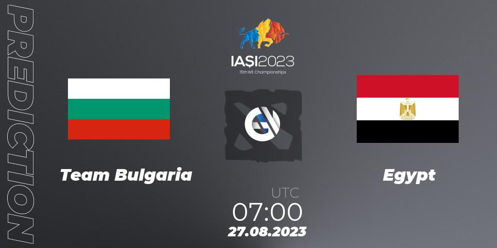 Prognoza Team Bulgaria - Egypt. 27.08.2023 at 10:00, Dota 2, IESF World Championship 2023