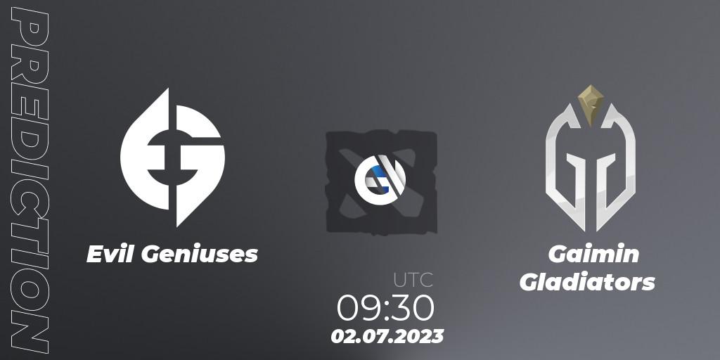 Prognoza Evil Geniuses - Gaimin Gladiators. 02.07.23, Dota 2, Bali Major 2023 - Group Stage