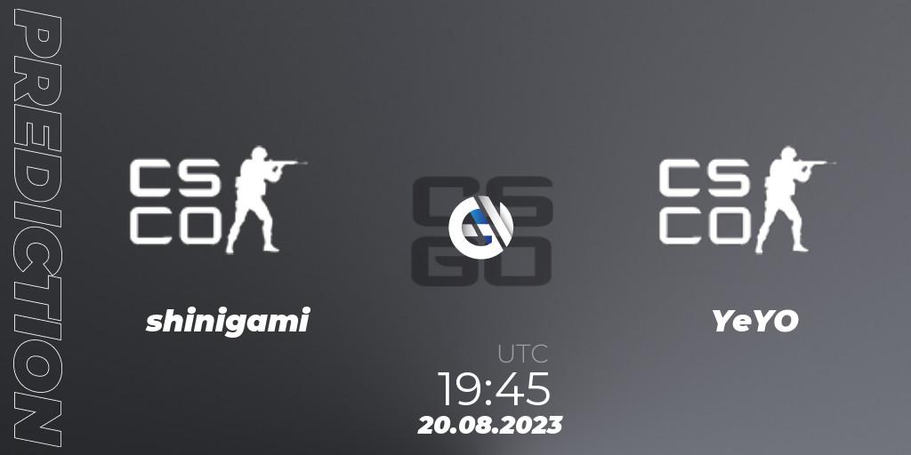 Prognoza shinigami - YeYO. 20.08.2023 at 20:00, Counter-Strike (CS2), ESL Impact League Season 4 Europe Open Qualifier 1