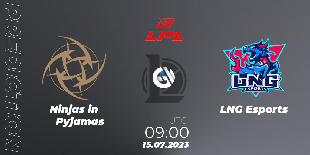 Prognoza Ninjas in Pyjamas - LNG Esports. 15.07.23, LoL, LPL Summer 2023 Regular Season