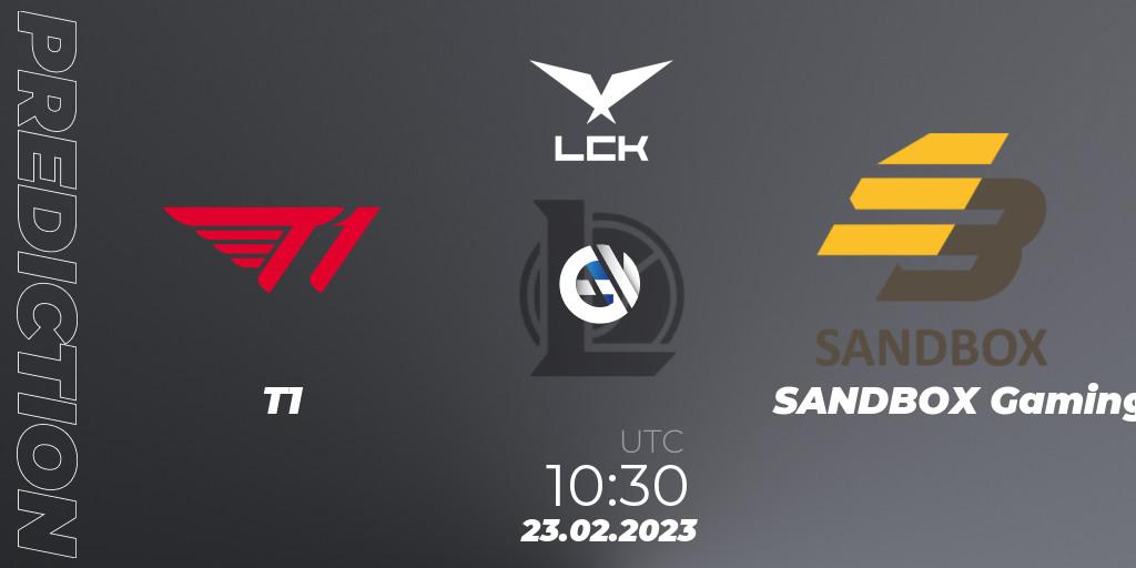 Prognoza T1 - SANDBOX Gaming. 23.02.23, LoL, LCK Spring 2023 - Group Stage