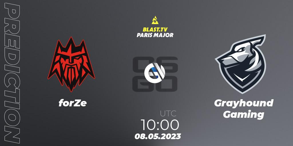 Prognoza forZe - Grayhound Gaming. 08.05.2023 at 12:30, Counter-Strike (CS2), BLAST Paris Major 2023 Challengers Stage
