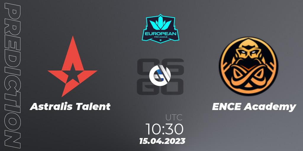 Prognoza Astralis Talent - ENCE Academy. 15.04.2023 at 09:00, Counter-Strike (CS2), European Pro League Season 7