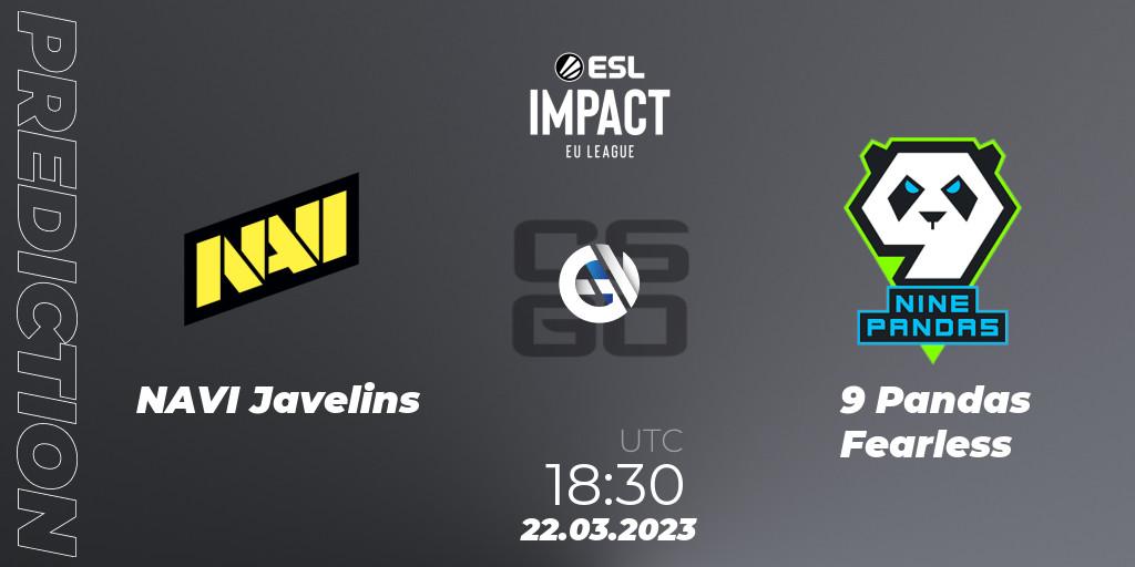 Prognoza NAVI Javelins - 9 Pandas Fearless. 22.03.23, CS2 (CS:GO), ESL Impact League Season 3: European Division