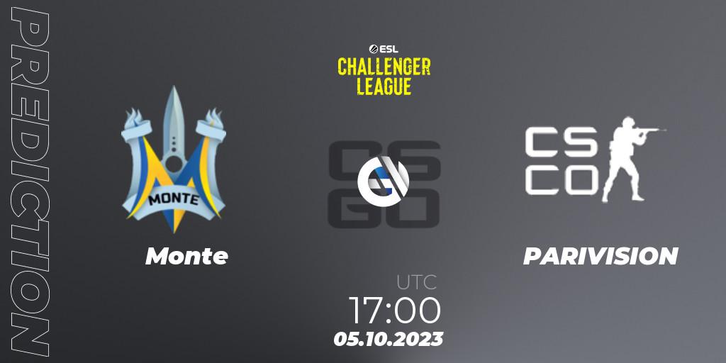 Prognoza Monte - PARIVISION. 05.10.2023 at 17:00, Counter-Strike (CS2), ESL Challenger League Season 46: Europe