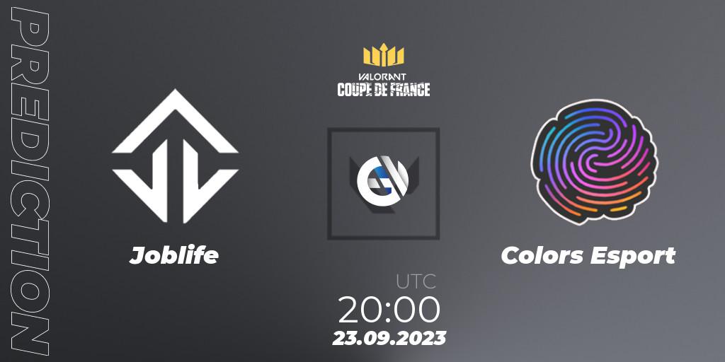 Prognoza Joblife - Colors Esport. 23.09.23, VALORANT, VCL France: Revolution - Coupe De France 2023