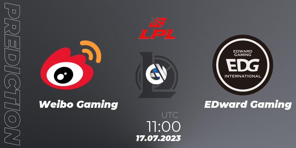 Prognoza Weibo Gaming - EDward Gaming. 17.07.2023 at 11:00, LoL, LPL Summer 2023 Regular Season