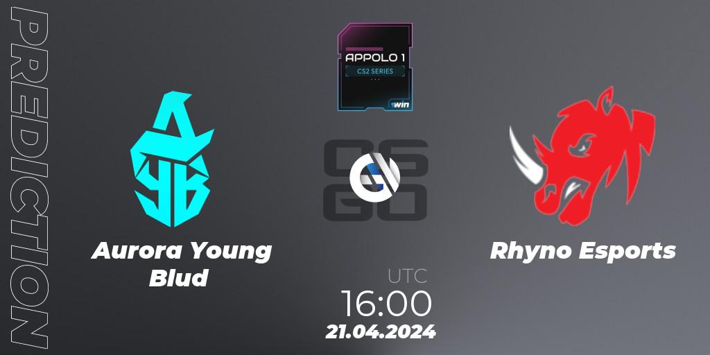 Prognoza Aurora Young Blud - Rhyno Esports. 21.04.24, CS2 (CS:GO), Appolo1 Series: Phase 1