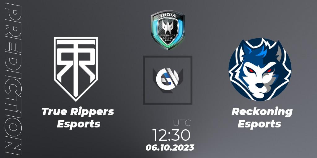 Prognoza True Rippers Esports - Reckoning Esports. 06.10.2023 at 14:15, VALORANT, Predator League 2024: India