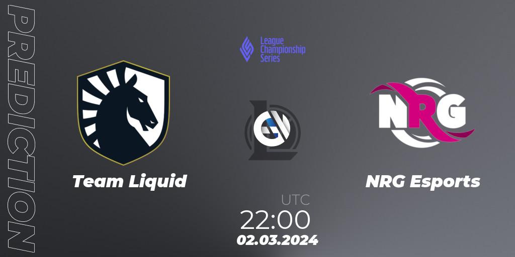 Prognoza Team Liquid - NRG Esports. 02.03.24, LoL, LCS Spring 2024 - Group Stage
