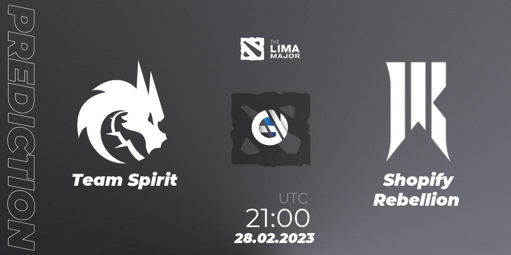 Prognoza Team Spirit - Shopify Rebellion. 01.03.2023 at 00:30, Dota 2, The Lima Major 2023