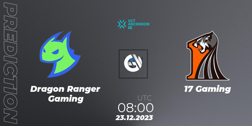 Prognoza Dragon Ranger Gaming - 17 Gaming. 23.12.2023 at 08:40, VALORANT, VALORANT China Ascension 2023