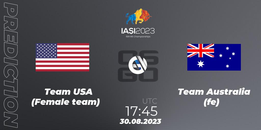 Prognoza Team USA (Female team) - Team Australia (fe). 31.08.2023 at 10:20, Counter-Strike (CS2), IESF Female World Esports Championship 2023