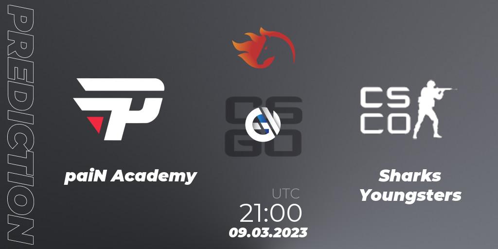 Prognoza paiN Academy - Sharks Youngsters. 09.03.2023 at 21:00, Counter-Strike (CS2), FiReLEAGUE Academy 2023 Online