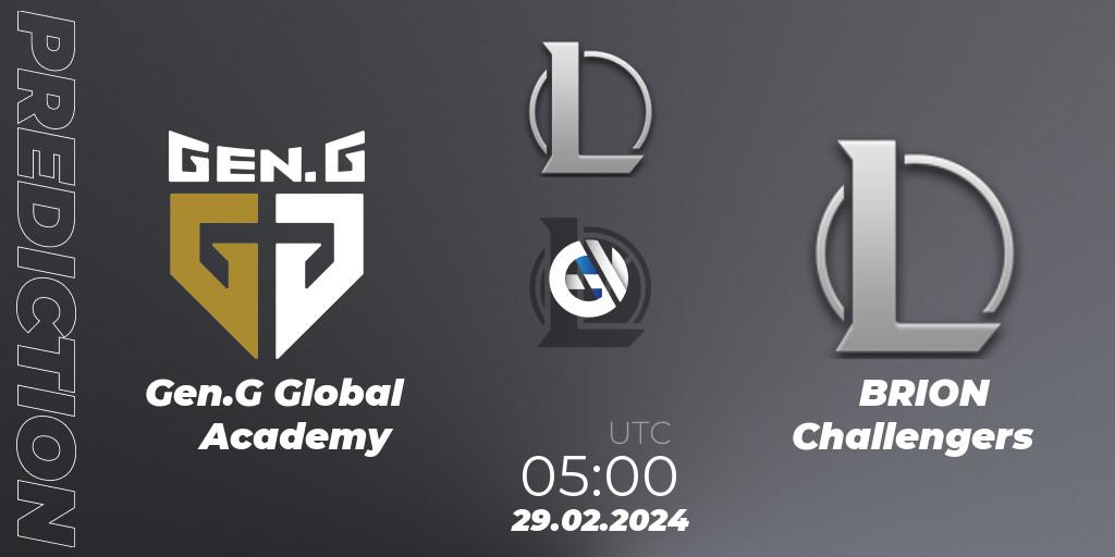 Prognoza Gen.G Global Academy - BRION Challengers. 29.02.2024 at 05:00, LoL, LCK Challengers League 2024 Spring - Group Stage
