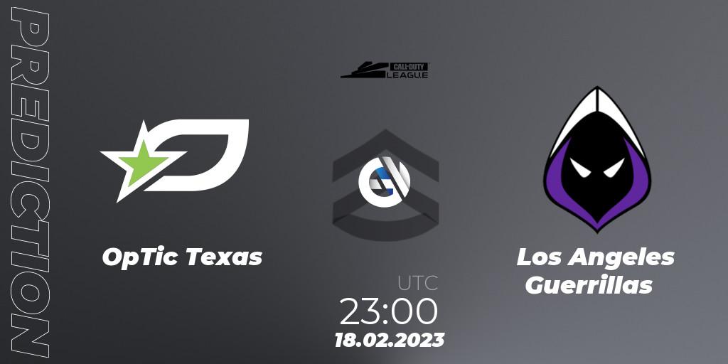Prognoza OpTic Texas - Los Angeles Guerrillas. 18.02.2023 at 23:30, Call of Duty, Call of Duty League 2023: Stage 3 Major Qualifiers